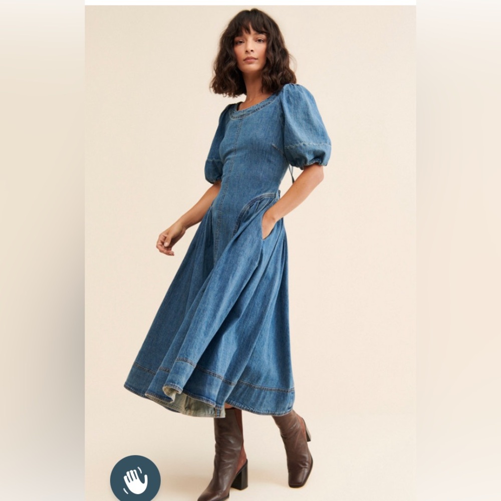 ISO this Anthropologie Pilcro Puff Sleeve Seamed Denim Dress